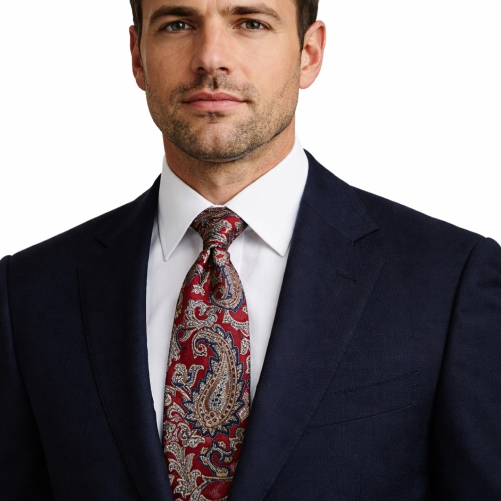Christian Dior Monsieur Vintage Paisley Tie – Burgundy / Beige / Blue